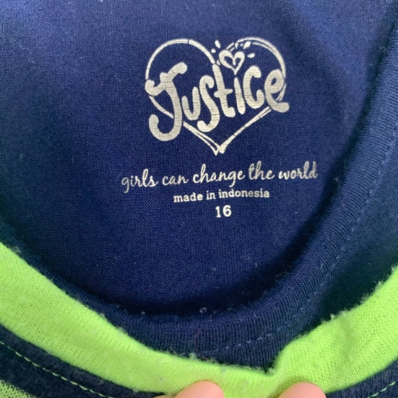 Justice Neon Green Star with Strips and Lace sz 16 - Picture 3 of 5